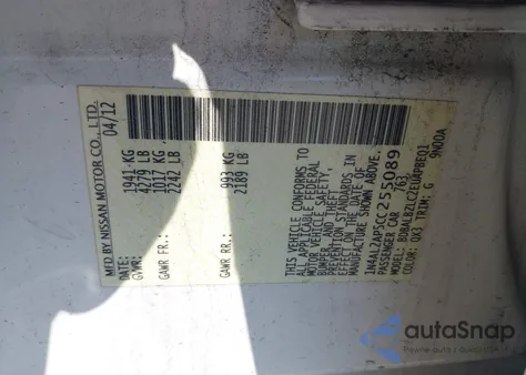 2012 Nissan Altima 2.5 S from USA, damaged, VIN 1N4AL2AP5CC255089